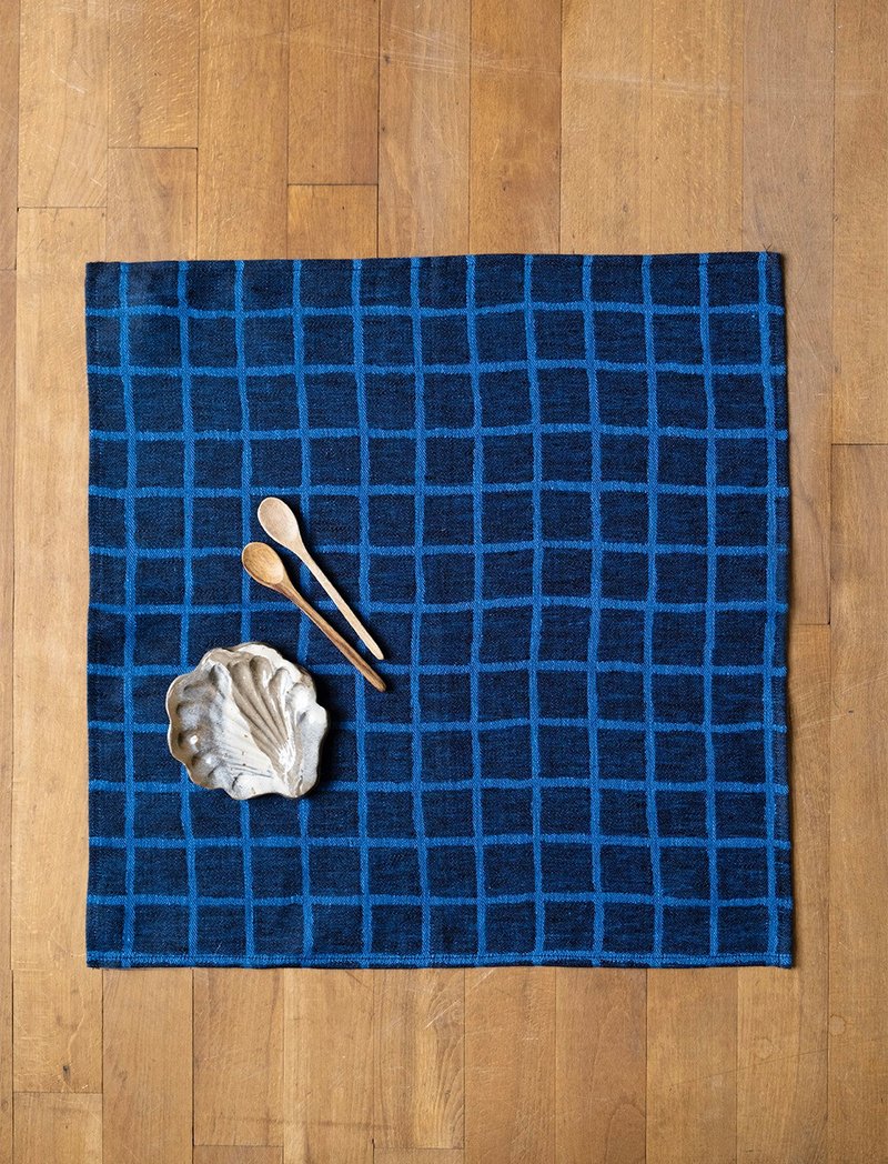 北欧设计师款– 方格餐巾二入组RUTIG NAPKINS 2-PACK,BLUE/BLACK - 餐垫/桌巾 - 棉．麻 蓝色