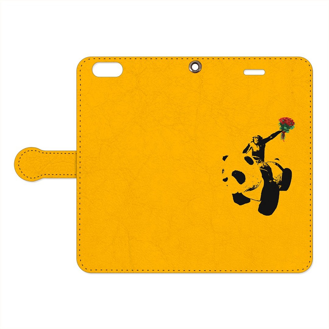 Notebook type iPhone case / flower monkey - 手机壳/手机套 - 真皮 蓝色