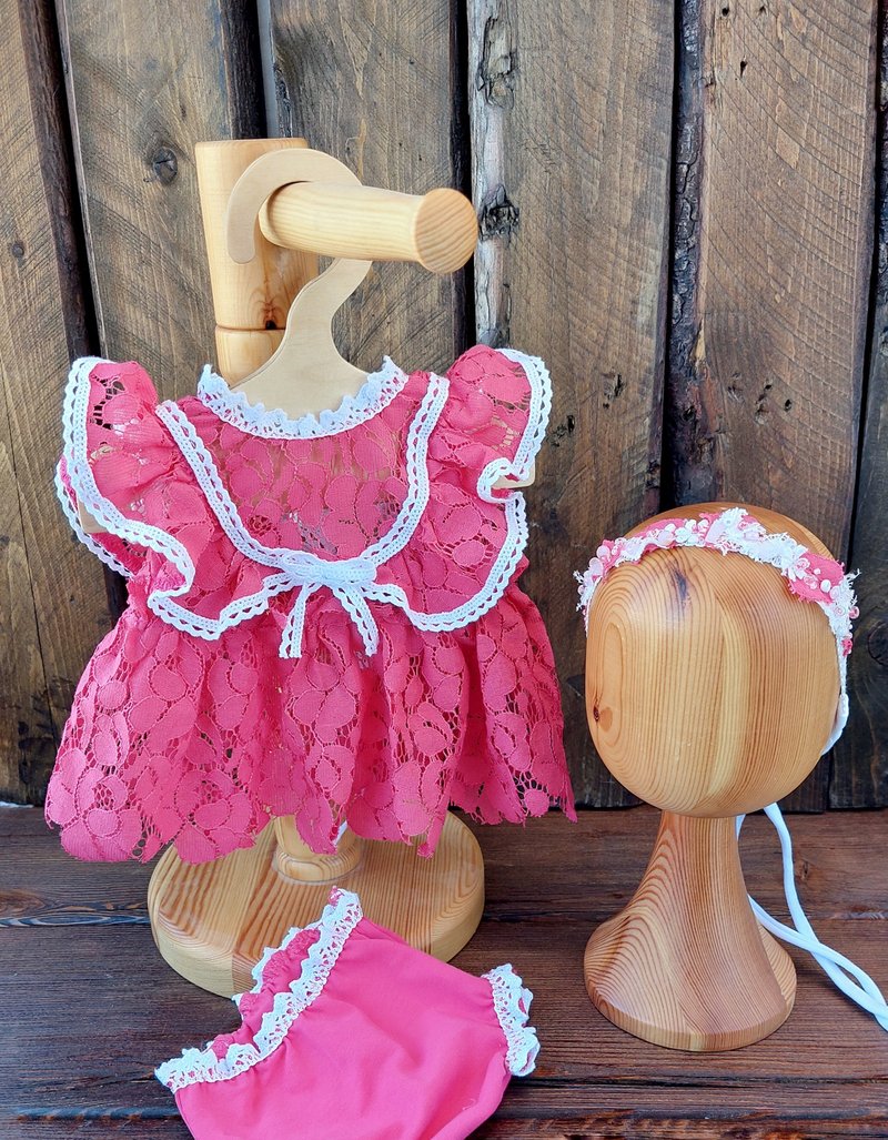 Newborn lace boho girl outfit,  photography props, halo headband and bloomers - 婴儿饰品 - 其他材质 紫色