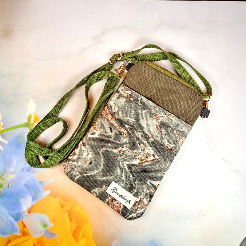 电话斜背包/手机袋 / 手机包 /轻便肩背包【漂染系列: PBC-2509】 - 侧背包/斜挎包 - 棉．麻 绿色