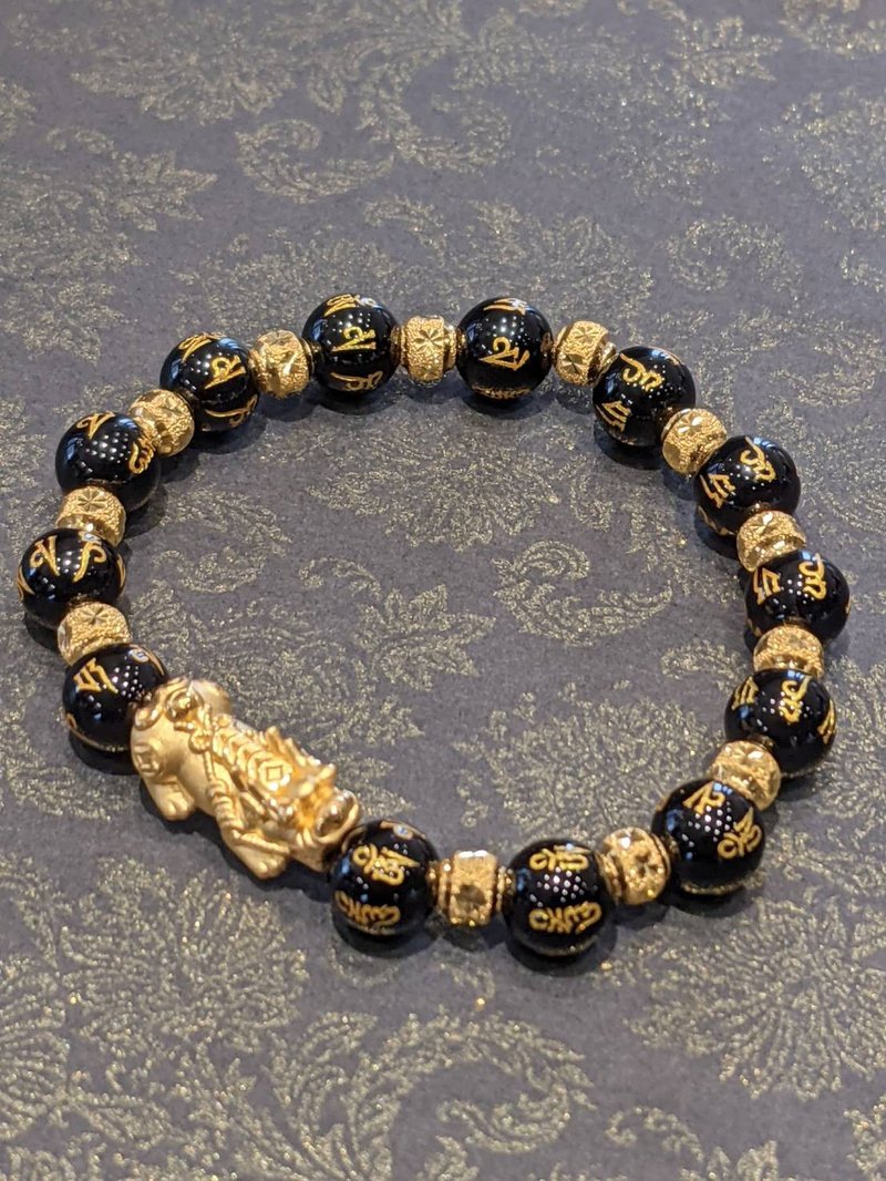 招财开运貔貅-(古钱串版)-招财 纳福 旺业绩 - 手链/手环 - 24k 金 金色