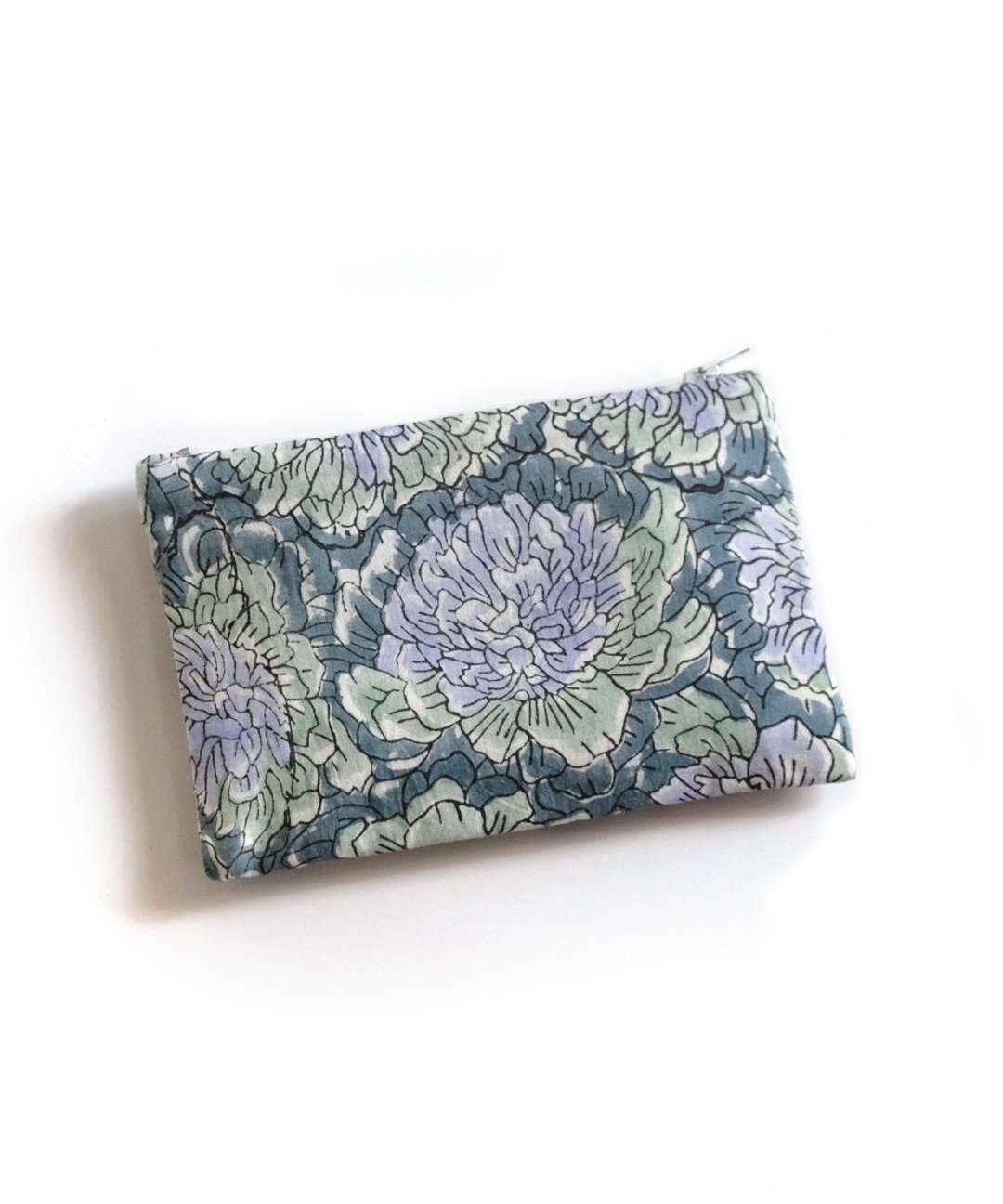 leaf peony pouch S - 化妆包/杂物包 - 棉．麻 绿色