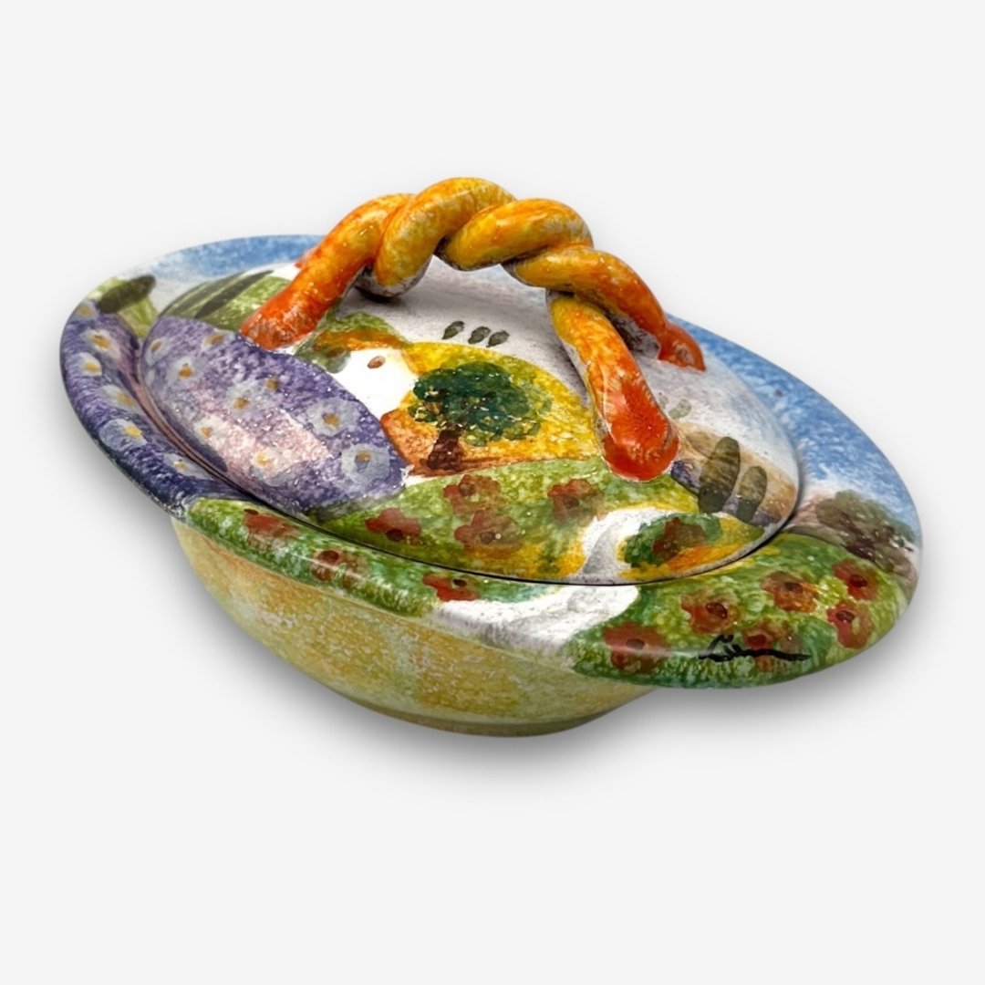 意大利手工陶-NS曙光 置物罐 首饰盒 糖罐 15cm - 收纳用品 - 陶 蓝色