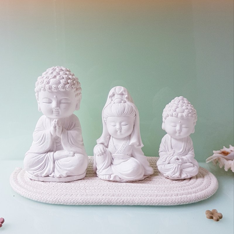 台湾原创公仔之三佛绳盘组 扩香石精油小盘套组 居家香氛 扩香石 - 香薰/精油/线香 - 其他材质 白色