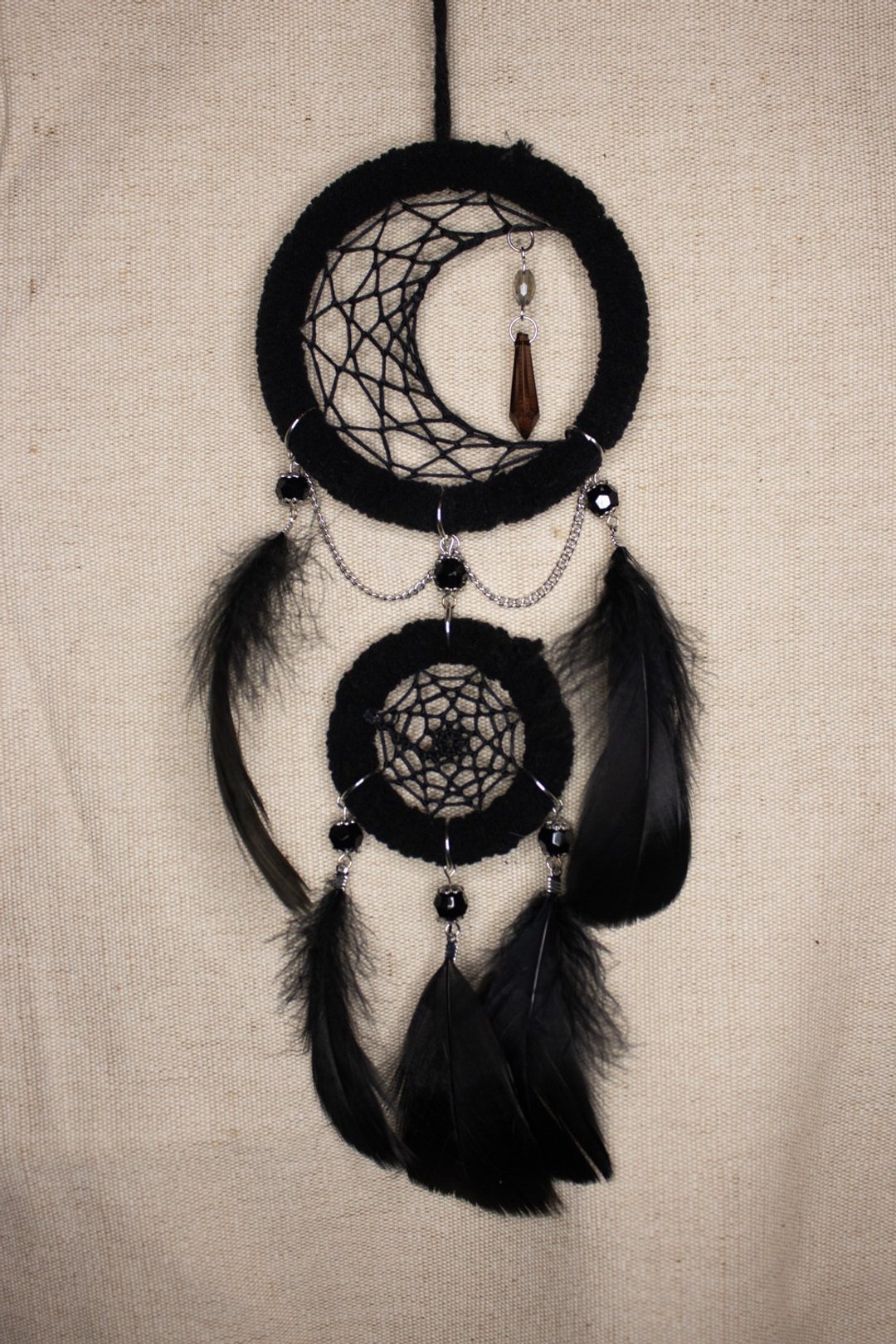 纯手工捕梦网 Handmade Dreamcatcher－【 月亮和太阳(黑)】 - 摆饰 - 棉 黑色