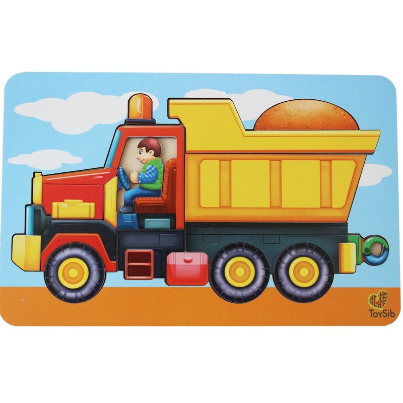Wooden Puzzle - dump truck, Toddler Toys Age 3 4 5 year, Wood Montessori - 玩具/玩偶 - 木头 红色