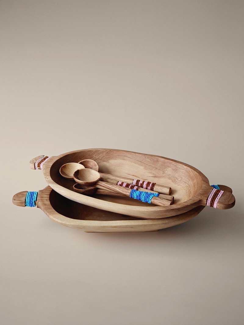 手工橄榄木木托盘套装 装饰摆设 - 盘子/餐盘/盘架 - 木头 