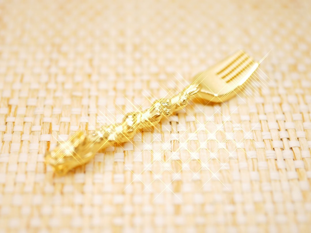 黄金9999-纯金龙叉子摆件-黄金摆件 - 满月礼盒 - 24k 金 金色