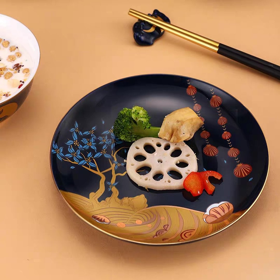 北京故宫博物院金桂浮月两人食餐具套装礼品 伴手礼 - 盘子/餐盘/盘架 - 瓷 