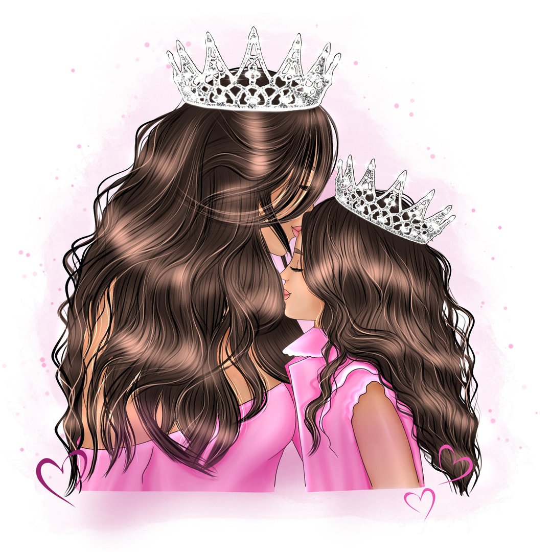 Mom's princess clipart set. print illustrations. electronic file. digital - 其他 - 其他材质 粉红色