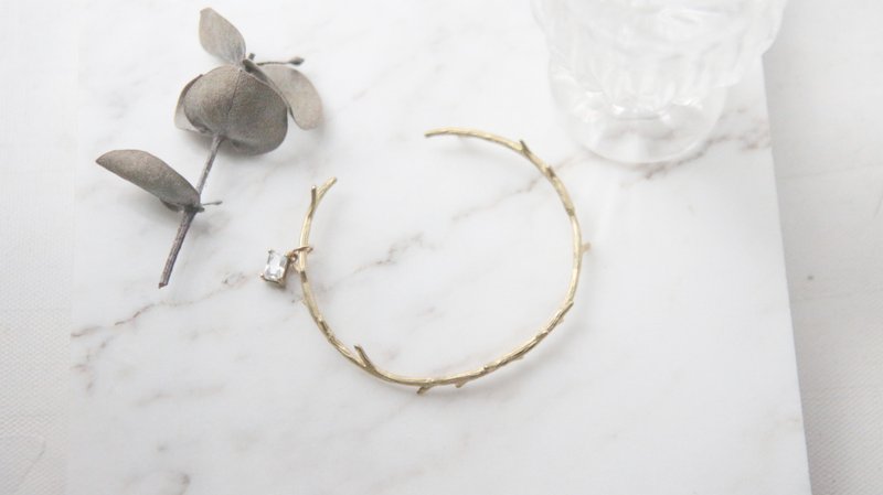 桂冠／风信子锆石／枝枒黄铜手环／永久保色 - 手链/手环 - 其他金属 黄色