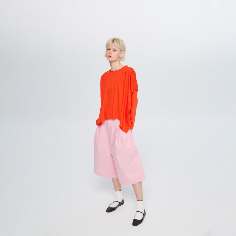 10 MOOn 火鹤红造型上衣 - 女装上衣 - 棉．麻 红色