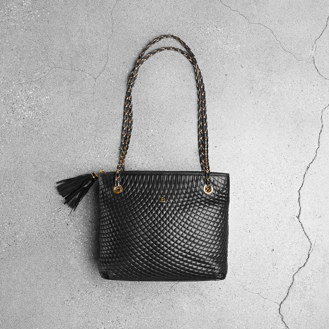 Bally 小羊皮古董手提肩包  / Vintage 古着 - 手提包/手提袋 - 真皮 黑色