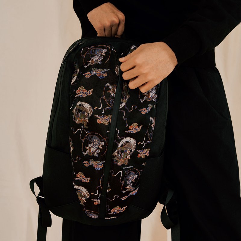 西阵织 背包 17 寸大型笔电背包 风神雷神 限量发售 - 后背包/双肩包 - 尼龙 黑色