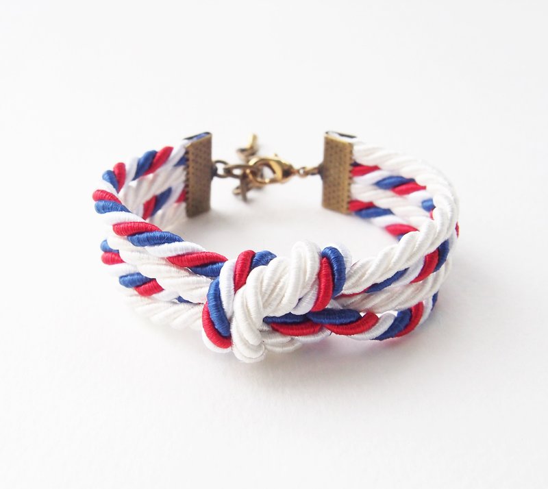 White/Tri-color double knot bracelet - 手链/手环 - 其他材质 多色