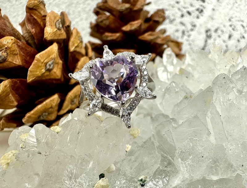 紫水晶 公主风 设计 925银戒指 - 戒指 - 纯银 