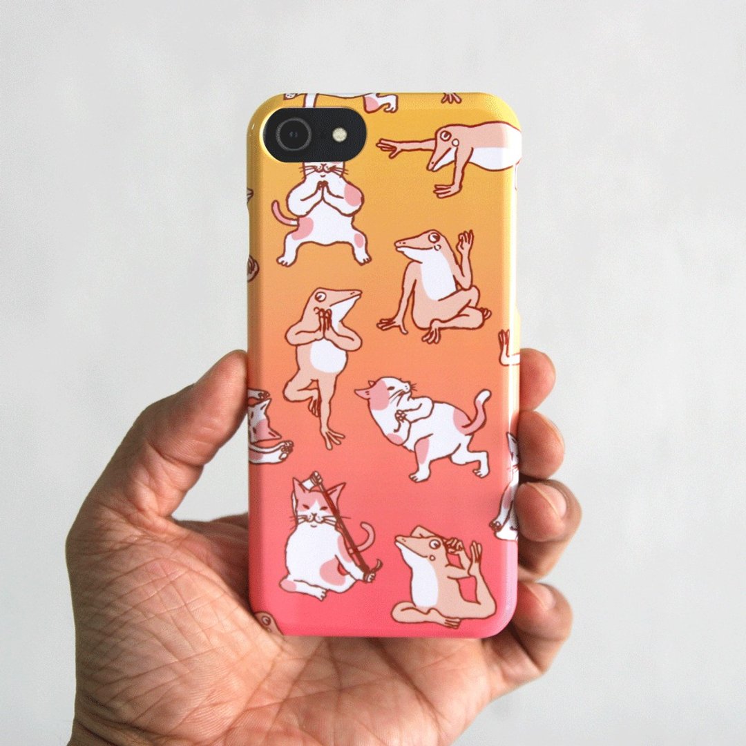 Yoga cat and frog smartphone case ginger - 手机壳/手机套 - 塑料 橘色