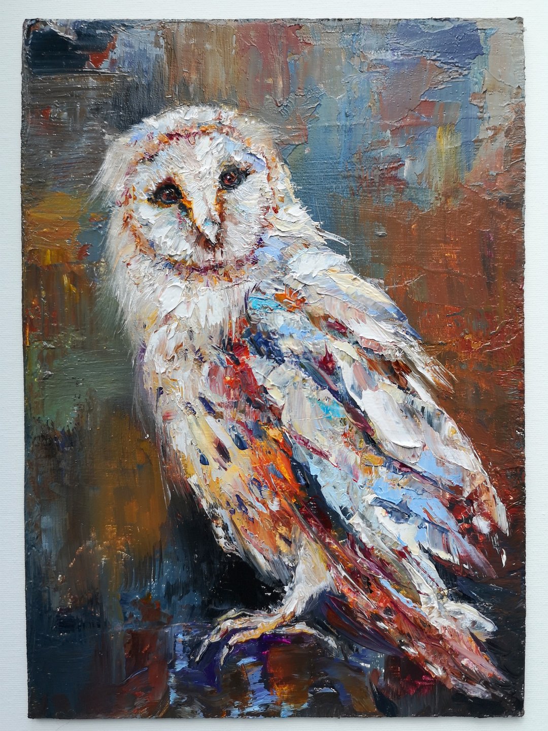 Owl Painting Original oil painting on panel 30x22 cm. - 海报/装饰画/版画 - 其他材质 