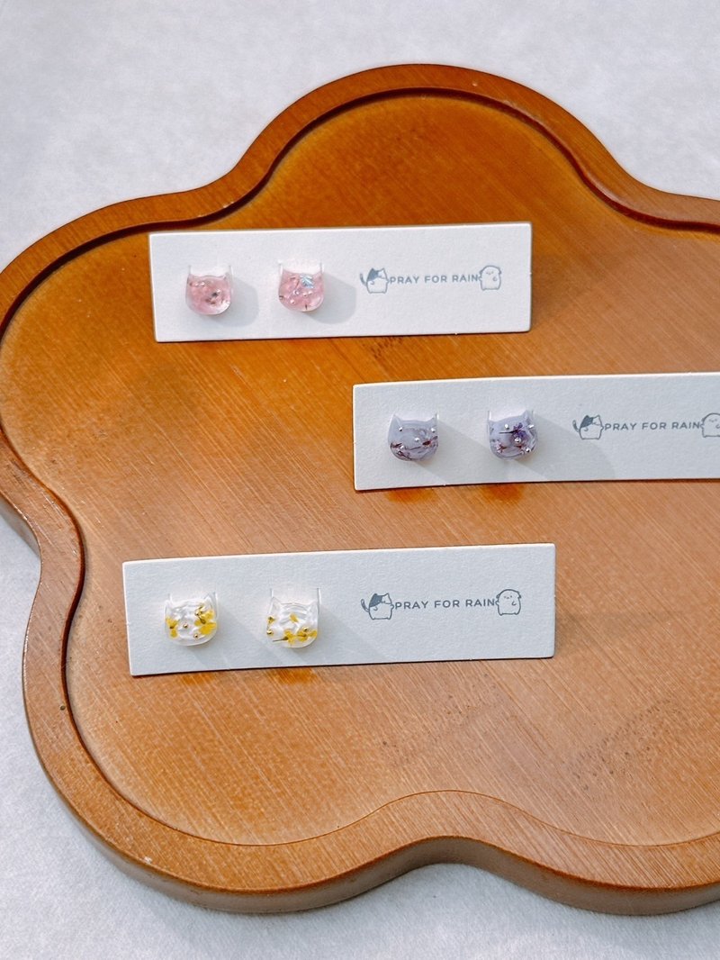 喵喵花语 / 手作滴胶饰品 - 耳环/耳夹 - 树脂 