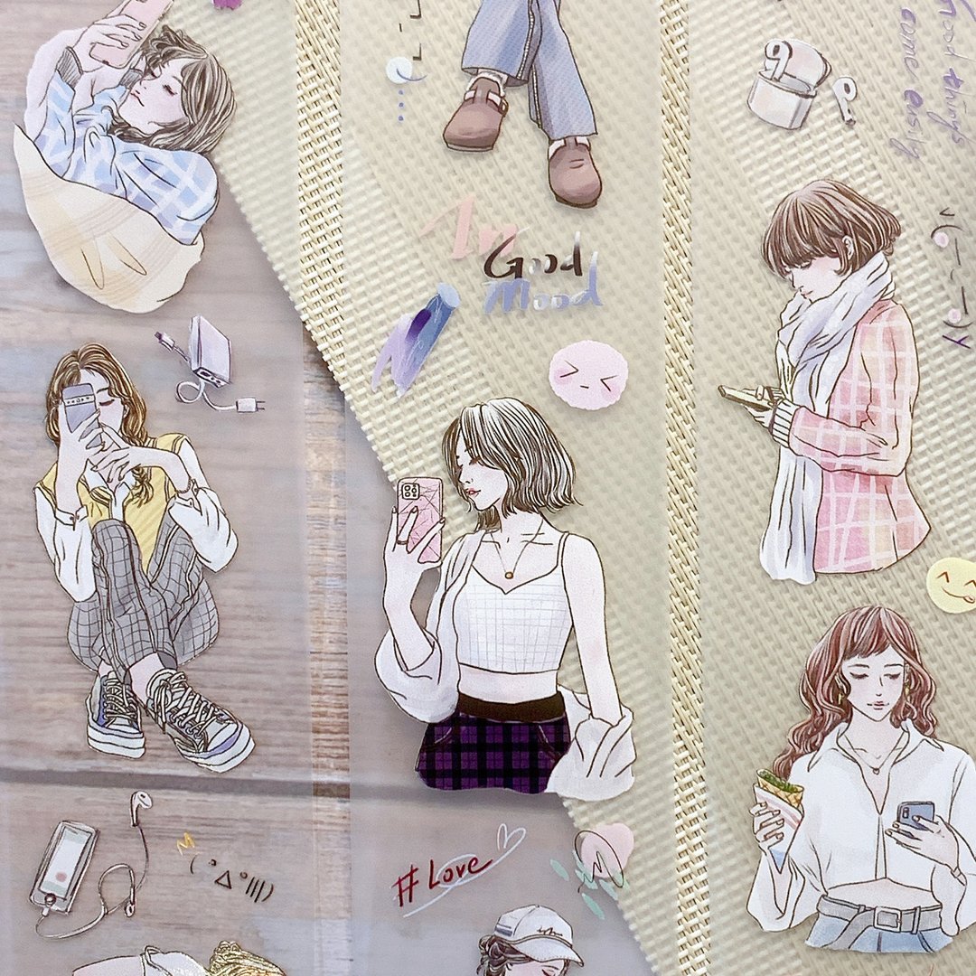 5cm纸胶带 | 手机。女孩 | 雾面/亮面PET - 纸胶带 - 塑料 多色