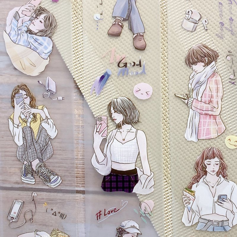 5cm纸胶带 | 手机。女孩 | 雾面/亮面PET - 纸胶带 - 塑料 多色