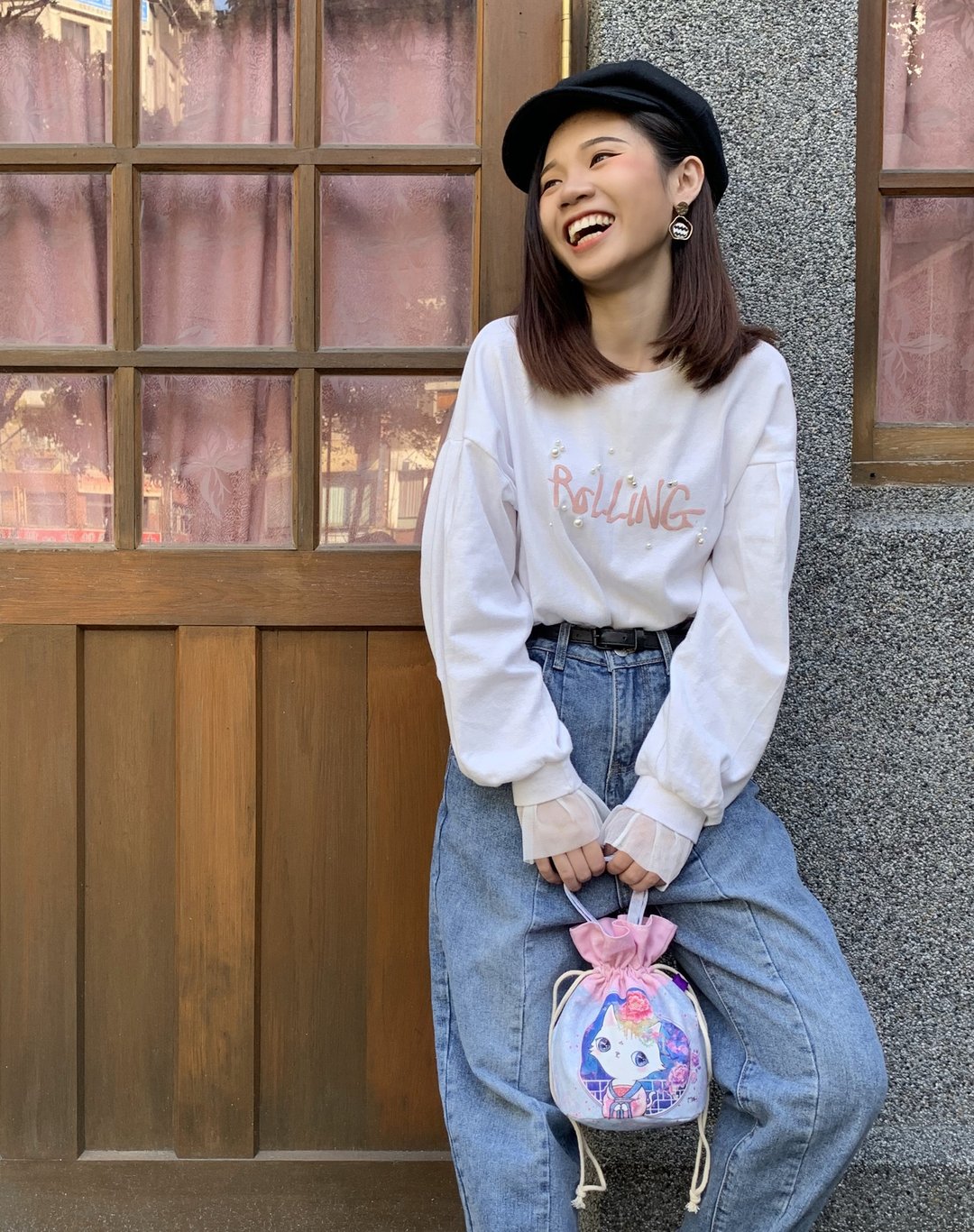 撞色束口造型水桶包 | 肩背 | 手提 | 侧背 - 喵妃 - 侧背包/斜挎包 - 棉．麻 