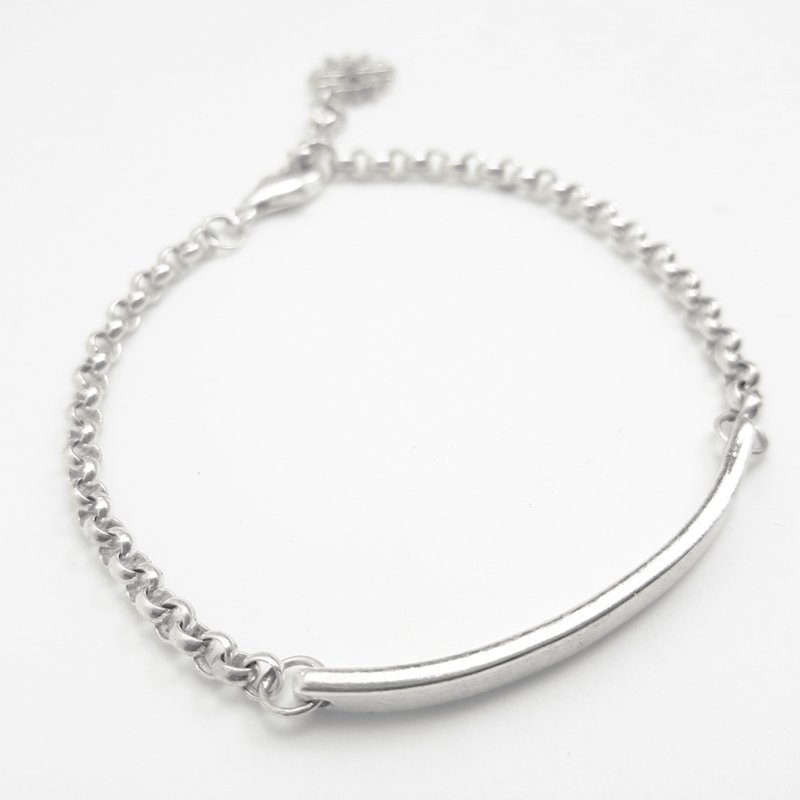 Z15款平面(可敲字)925纯银手链.定制英文字母数字.御匠敲饰 - 手链/手环 - 纯银 银色