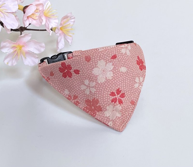 樱花头巾领 - 项圈/牵绳 - 棉．麻 粉红色