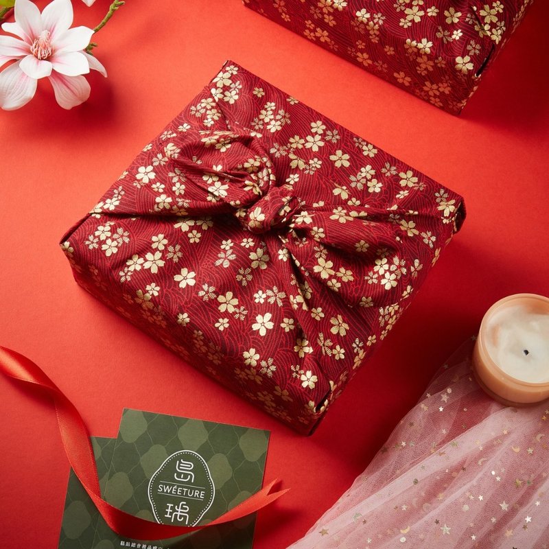 春节限定礼盒 浮世绘风吕敷 I 赤马报喜 礼盒 (蛋奶素) - 蛋糕/甜点 - 其他材质 粉红色