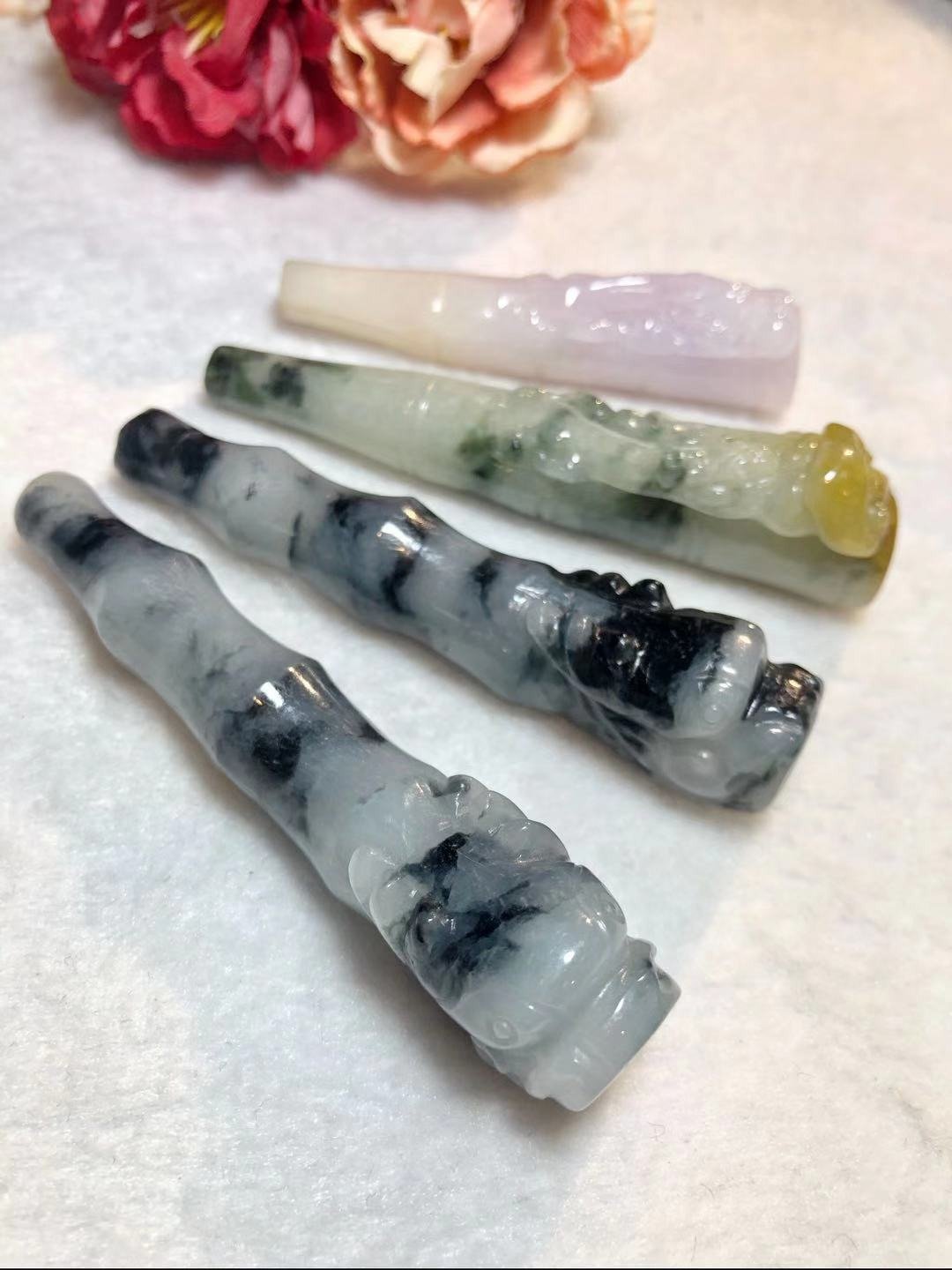 多宝晶石/天然翡翠A货/翡翠烟嘴/烟嘴/翡翠文玩/手工雕/长辈礼物 - 其他 - 玉石 多色