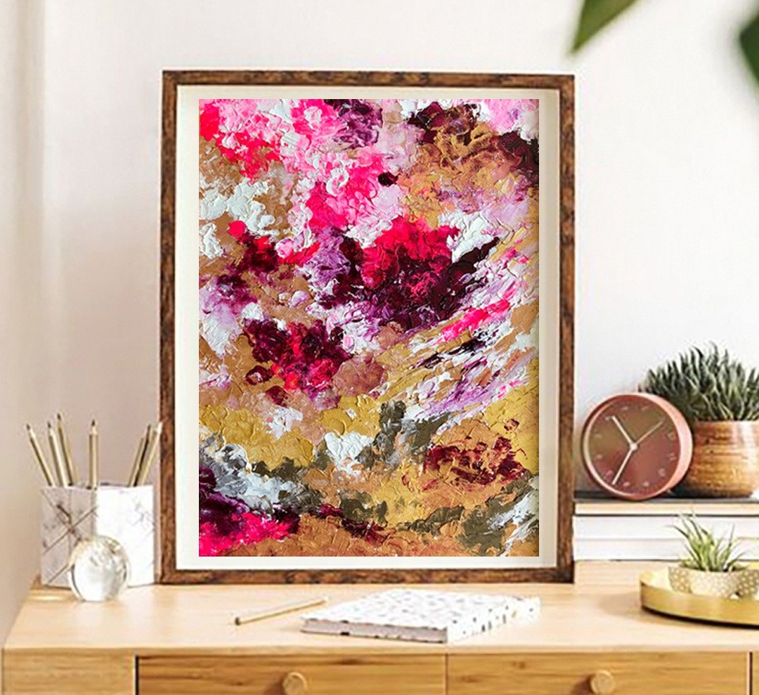 Abstract Painting, Original Interior Art, Gold Wall Art, Modern Painting - 海报/装饰画/版画 - 棉 