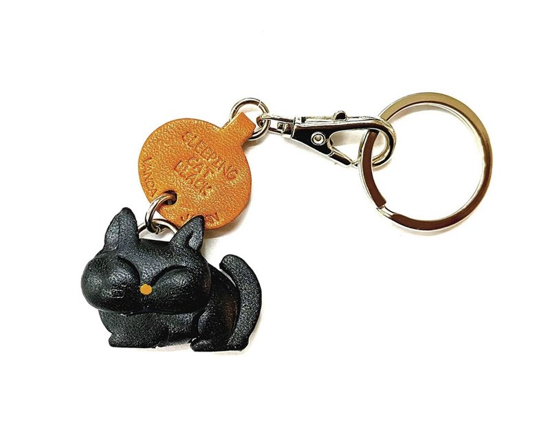 黑猫 小憩 真皮钥匙圈 日本制造 VANCA CRAFT - 钥匙链/钥匙包 - 真皮 黑色