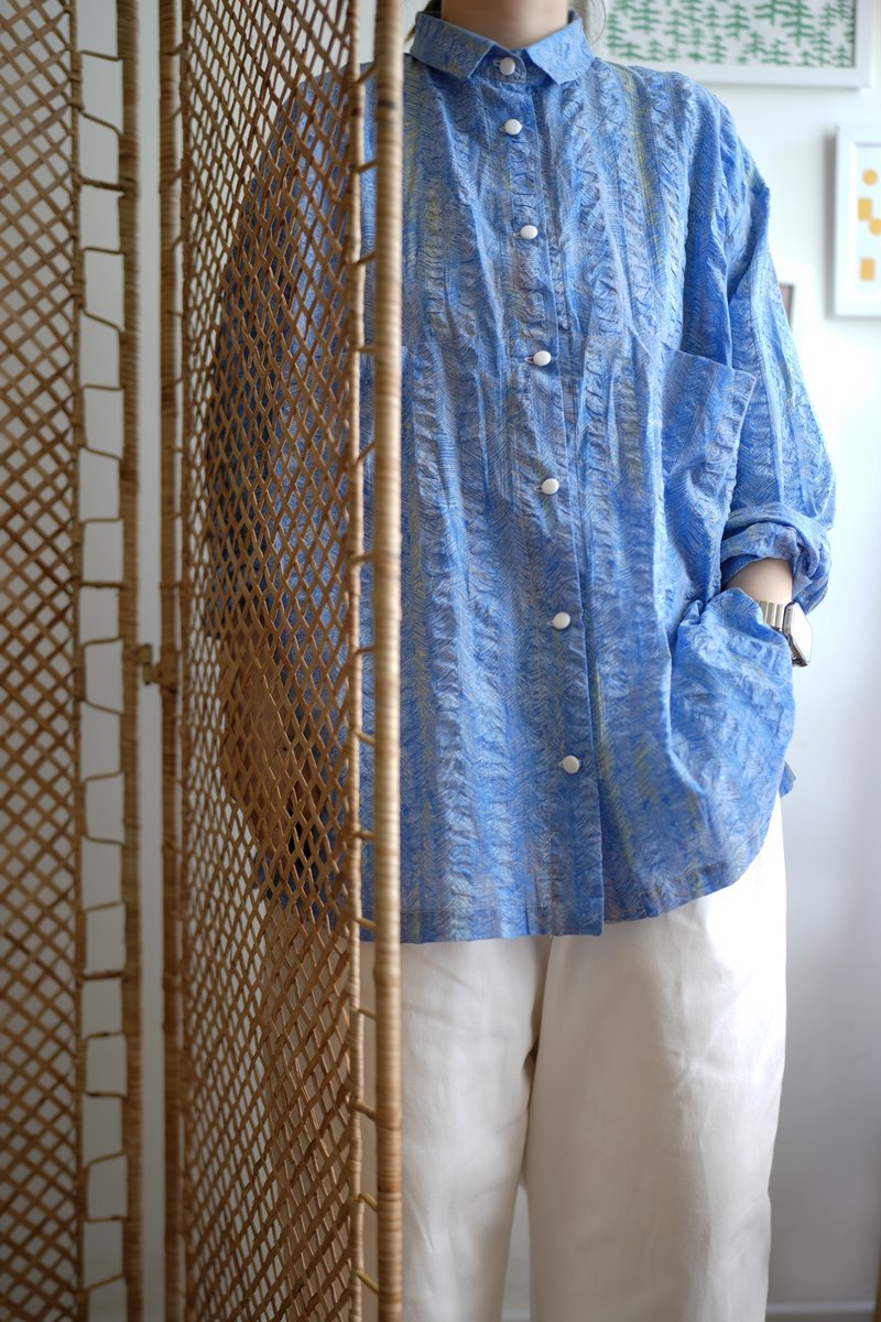 青空岚山长袖衬衫 - 女装衬衫 - 棉．麻 蓝色