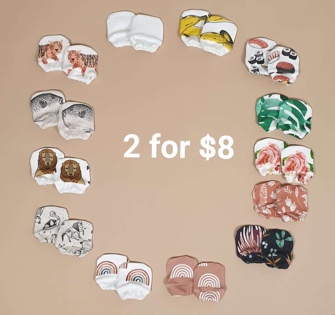 Baby mittens, organic baby clothes, newborn mittens, newborn no scratch mittens - 婴儿饰品 - 棉 多色