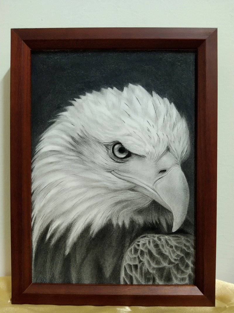 摆设 / 老鹰 / 炭精笔画 / 原稿 / 含框 - 海报/装饰画/版画 - 纸 