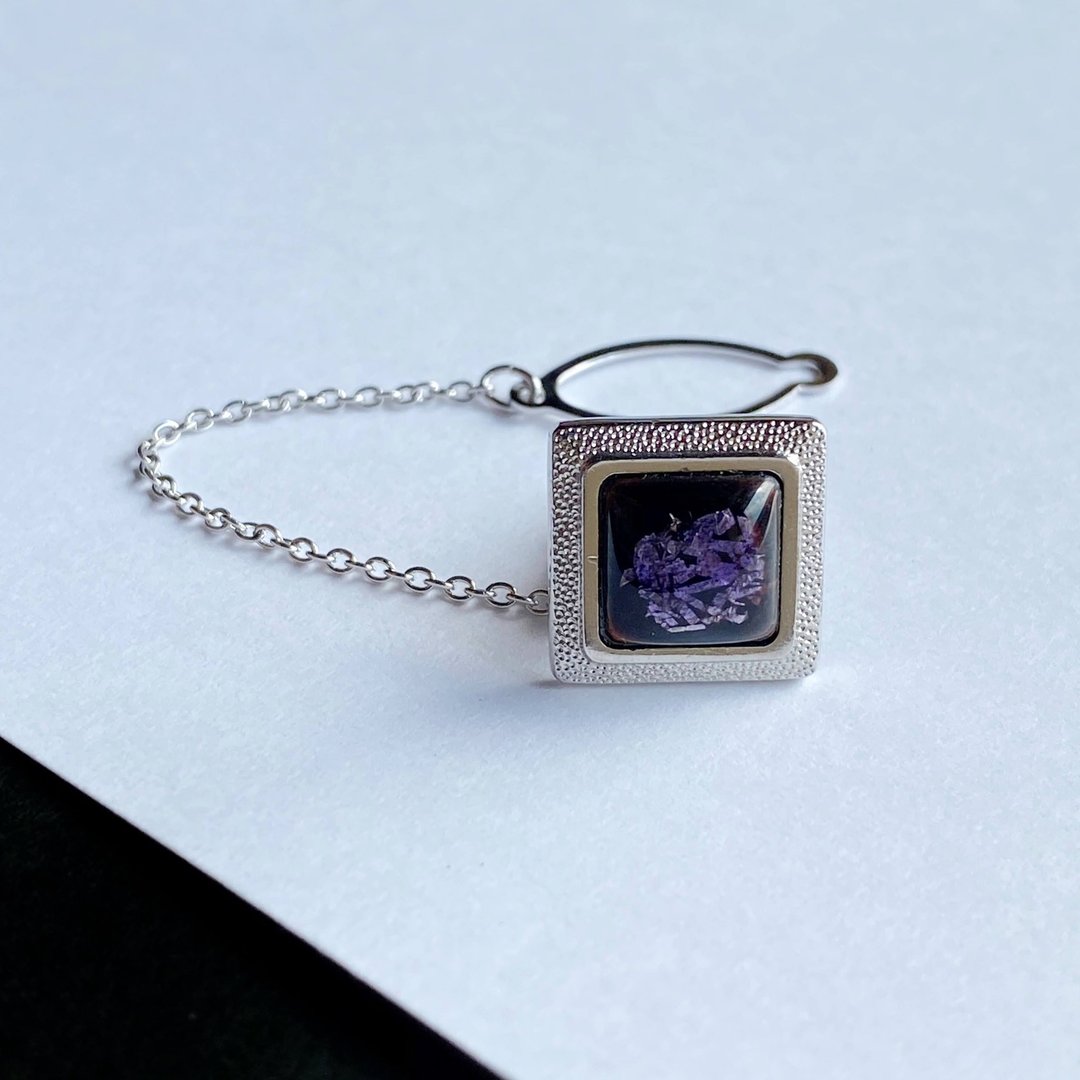 Foil Chirashi [Amethyst Amethyst] Cloisonne Tie Tack Lapel Pin Pure Silver Foil Chirashi Cloisonne - 领带/领带夹 - 其他材质 紫色