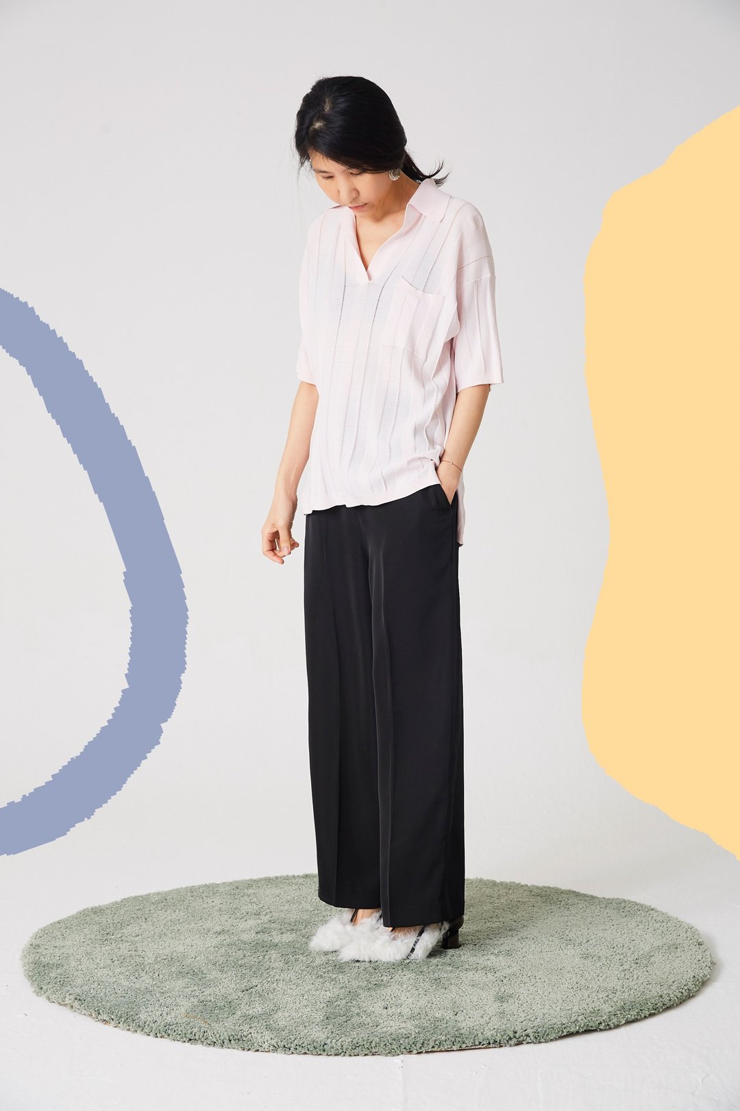 ZUO 2019 春夏时尚POLO针织衫 粉/白/黑 - 女装上衣 - 棉 