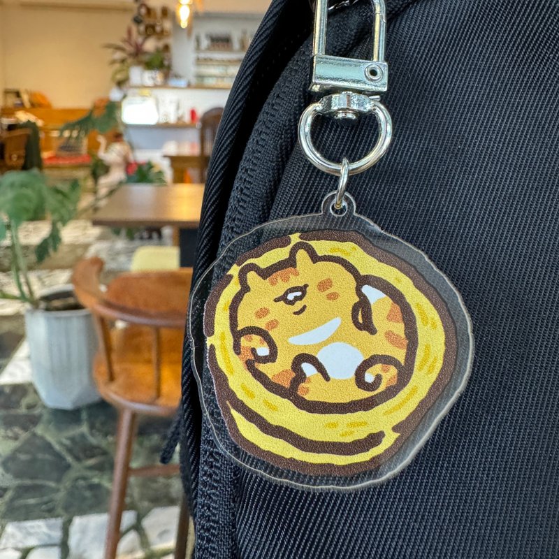 压克力吊饰钥匙圈 - 多宝葡挞 - 钥匙链/钥匙包 - 压克力 黄色