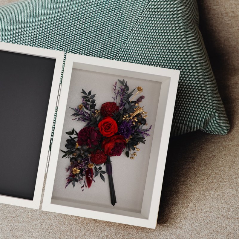 立体永生花相架 - 花影时光 (诺) - 干燥花/捧花 - 植物．花 红色