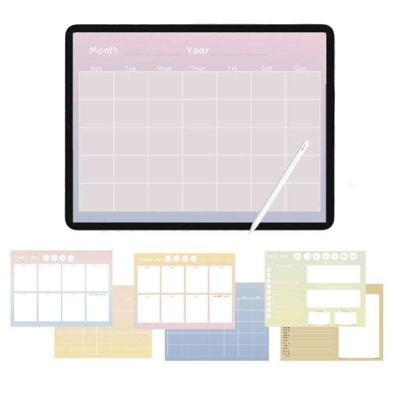 Undated digital paper template (daily, weekly, and monthly template) - 电子手帐及素材 - 其他材质 