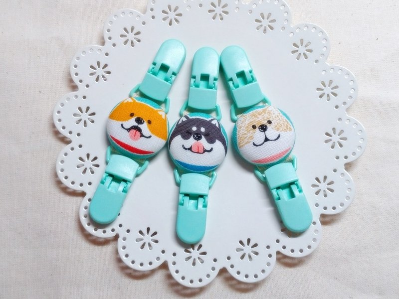 萌呆柴犬 万用夹/手帕夹/玩具夹/推车夹/平安符夹 - 围嘴/口水巾 - 棉．麻 