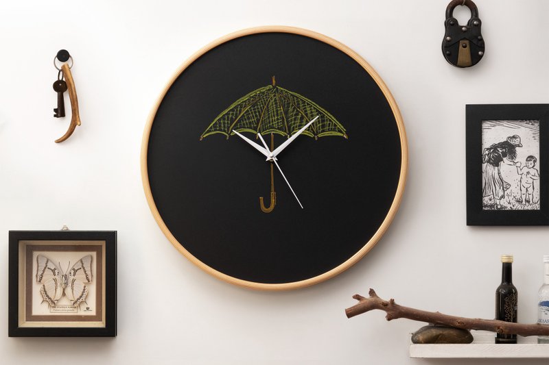 【任你画系列】黑板钟 可画可擦不留痕 - 时钟/闹钟 - 木头 黑色