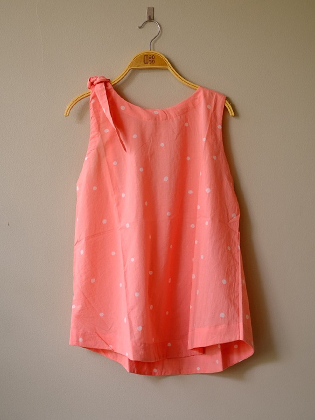 Pink Polkadot Sleeveless Top - 女装上衣 - 棉 粉红色
