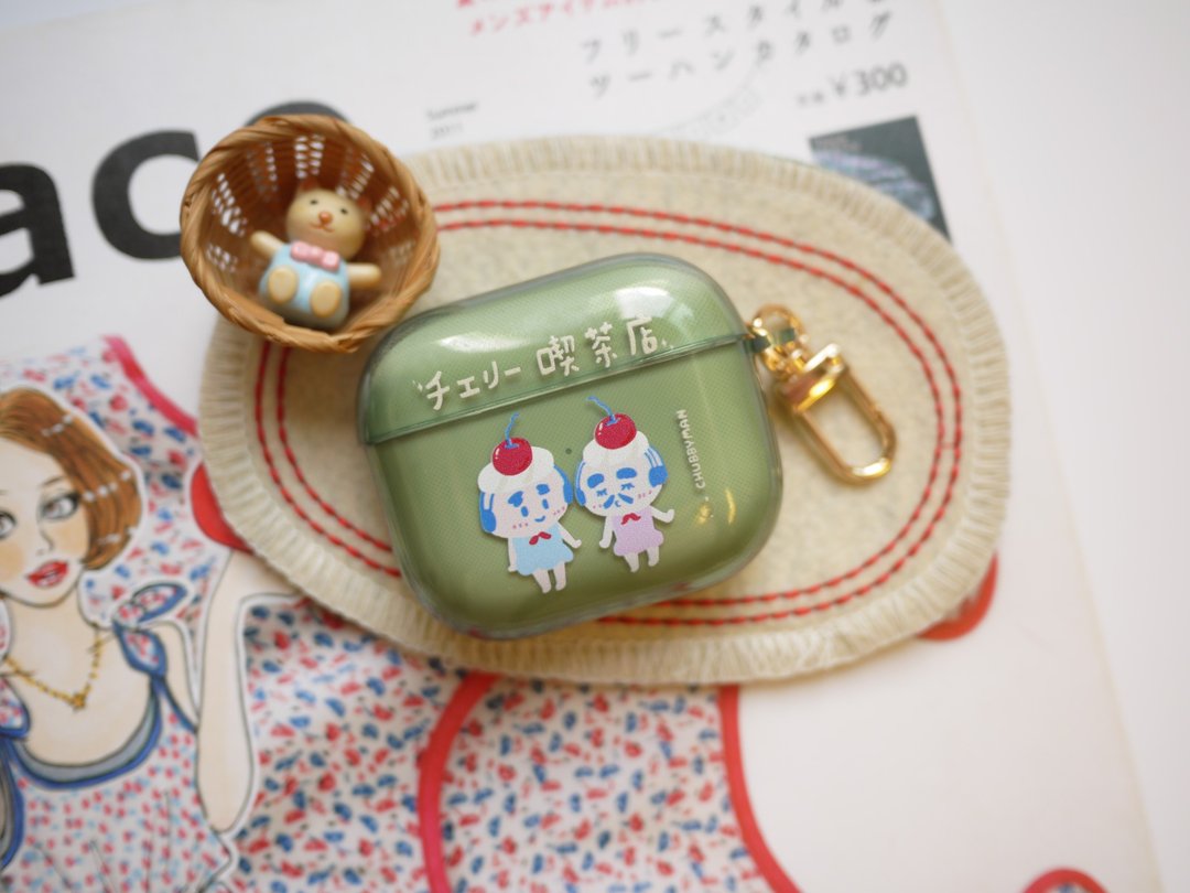 吃茶店里的樱桃大叔  AirPods 耳机 保护套  1.2 / Pro / 3代 - 数码小物 - 塑料 绿色