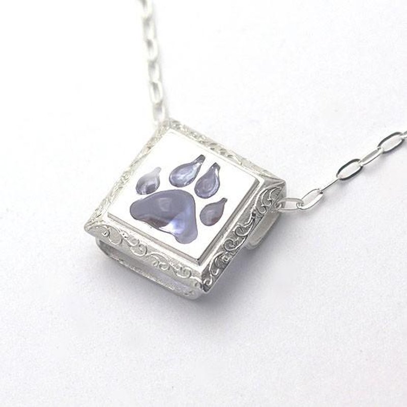 Paw pendant (square) - 项链 - 其他金属 蓝色