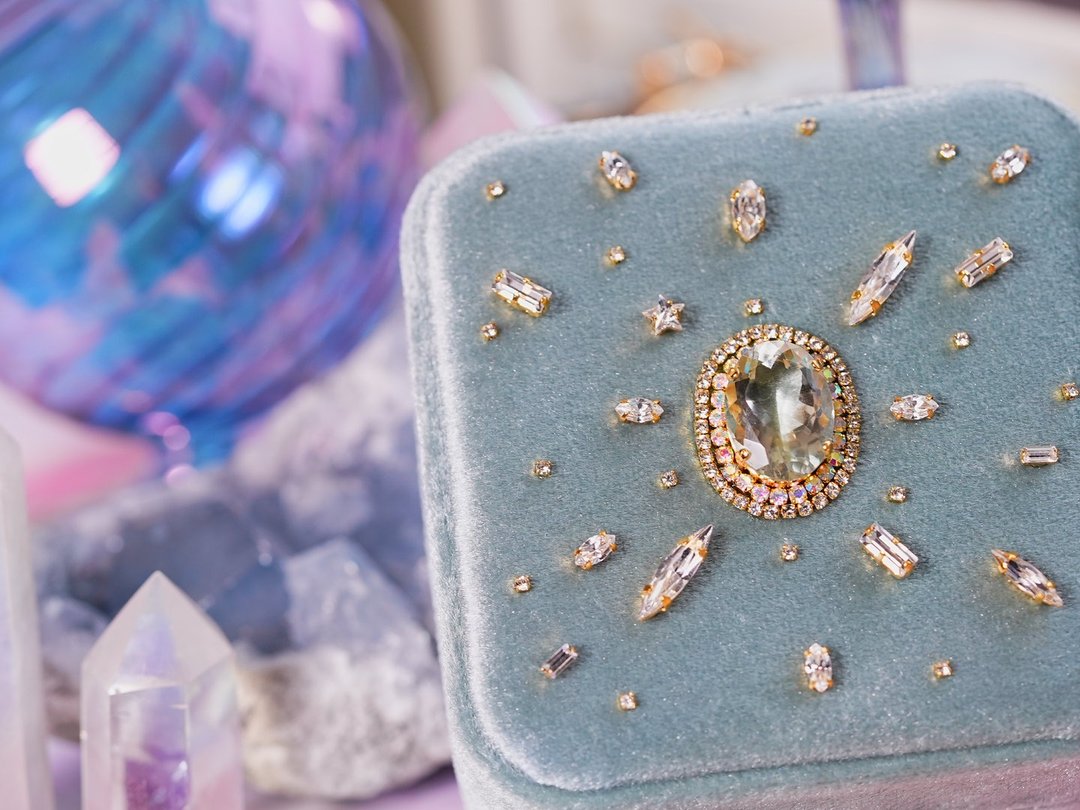 Green Amethyst&Swarovski Square Magic Box - 其他 - 半宝石 蓝色