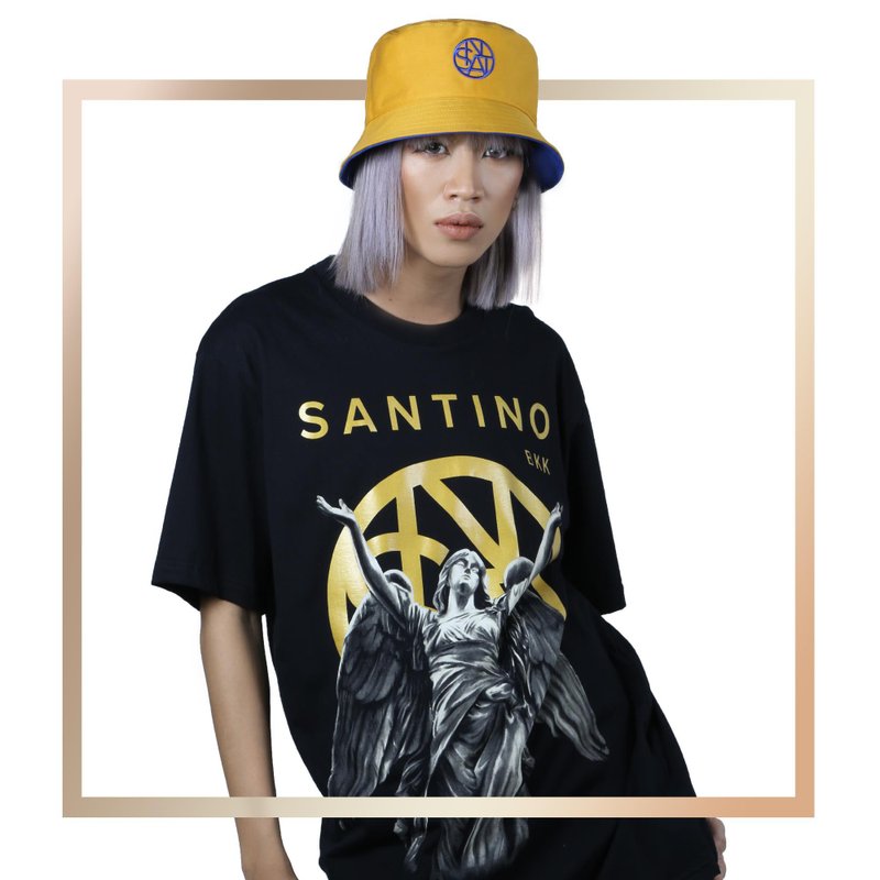 SANTINO | Bucket Hat (Saffron-Blue) - 帽子 - 棉．麻 橘色