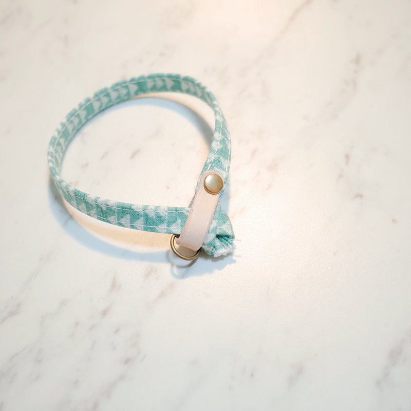 猫 项圈 翠绿的山的几何 附铃铛 可加购吊牌 - 项圈/牵绳 - 棉．麻 