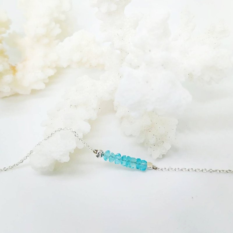 【纯银系列】冰蓝 冰绿 磷灰石手链 - 手链/手环 - 纯银 蓝色