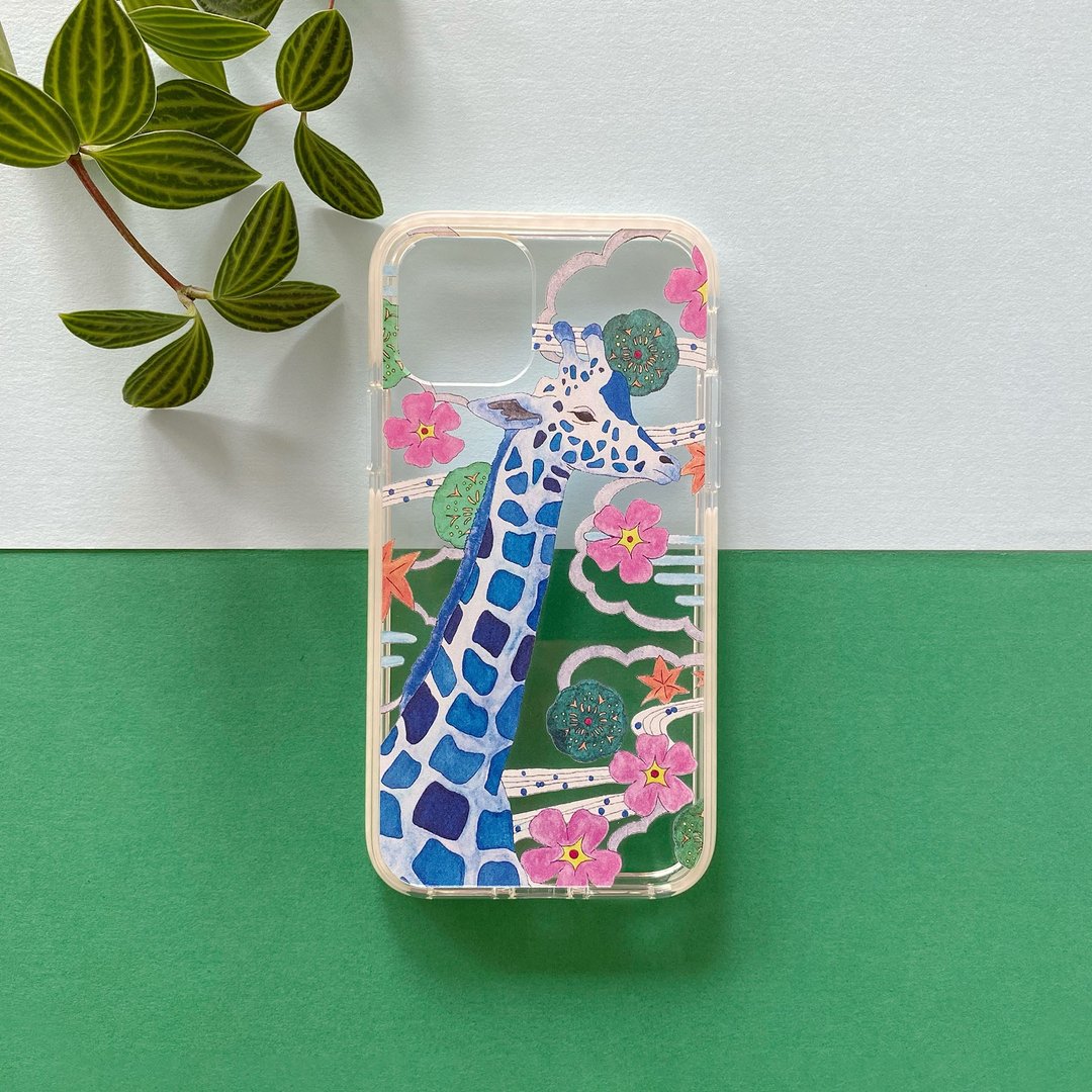 Clear iPhone Case // Blue Giraffe - 手机壳/手机套 - 塑料 蓝色